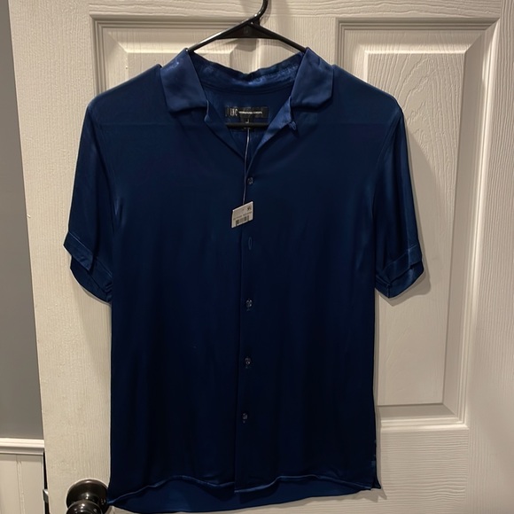 Blue Satin Button Down - Picture 5 of 6